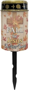 Fall Cross Solar Garden Lights Outdoor Solar Stake Lights Memorial Cemetery Deco - Picture 1 of 12