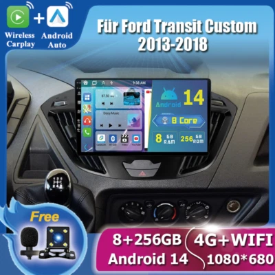 8+256GB Für Ford Transit Custom 2013-2018 Android 14 Autoradio Navi Car Play RDS - Bild 1 von 4