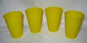 Vintage Set of 4 PackerWare Yellow Plastic 4 1/2” Tall Cup Tumblers Camping Set - Picture 1 of 1