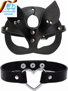 Kiwochy Katze Maske Mit Herz Halskette Schwarze Maskerade Gesichtsmaske Damen Ma - Bild 1 von 12