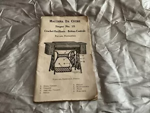 Original Singer No.15 Italian Sewing Machine Manual Dated 1917 - Picture 1 of 4
