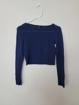 Suéter corto Forever 21 LS azul marino para mujer talla M Foto 1 de 4