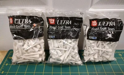 3 paquetes de 100 camisetas de golf Wilson Ultra 2 1/8" camiseta de madera BLANCA Foto 1 de 3