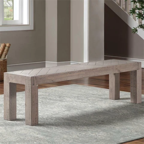 Steve Silver Auckland Weathered Gray Bench Reclaimed Cover