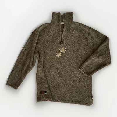 C&A Landhaus Pullover Edelweiß Stickerei grau warm Größe XL wie neu - Bild 1 von 4