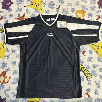 Camiseta de futebol atlética Russell vintage dos anos 90 azul marinho e branca nova com etiquetas tamanho XL - Imagem 1 de 4