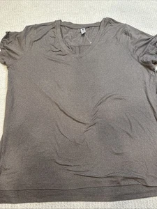 90 Degree by Reflex Womens Taupe Short Sleeves V-Neck Top Size 2X Soft And Cozy - Picture 1 of 12