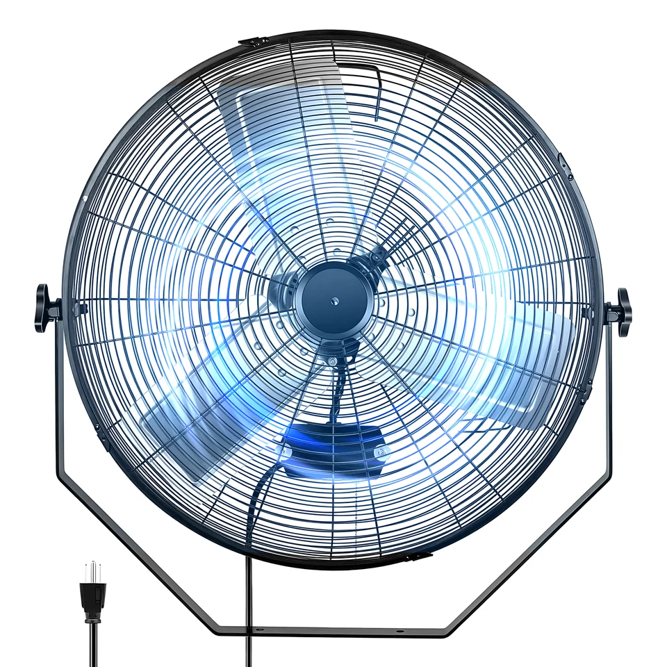 24 Inch Industrial Wall Mount Fan 3 Speed Commercial Ventilation Metal Fan