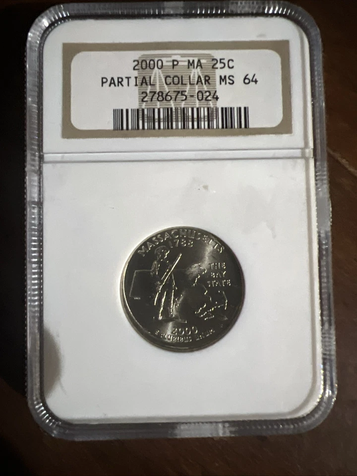 2000 P NGC MS64 Partial Collar Error Massachusetts Quarter 25¢ - Image 1 of 4