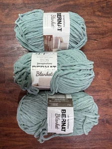 Lot Set Of 3 Bernat Blanket Big Ball Yarn 300g/10.5oz - Misty Green - Picture 1 of 3