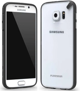 PureGear Coque Slim Noir / Transparent Étui Rigide Pour Samsung Galaxy S6 - Photo 1 sur 7