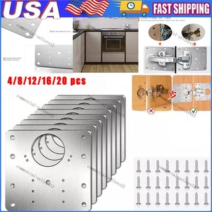4-20x Kitchen Cupboard Door Hinge Repair Kit Plate and Fixing Screws Cabinet US - Picture 1 of 16