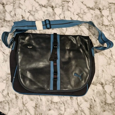 彪马迷你信使单肩包黑色蓝色斜挎包肩带可调节阅读 — 第 1/4 张图片