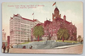 Postkarte mit geteilter Rückseite County Court House und Hall of Records Los Angeles CA - Bild 1 von 2