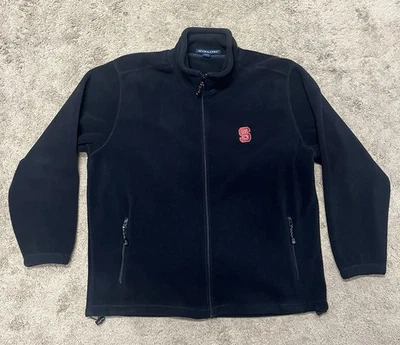 Chaqueta polar NC State Wolfpack adulto talla grande negra cremallera completa con bolsillos Foto 1 de 4