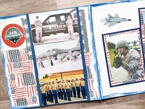Páginas de álbum de recortes de la Fuerza Aérea, diseños de la Fuerza Aérea, diseño de álbum de recortes militar - Imagen 1 de 8