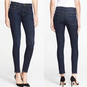 Frame Le High Skinny Jeanne Cropped Ankle Jeans Queens Way Dark Rinse Womens 27 - Picture 1 of 13