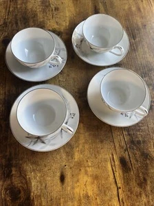Fukagawa Arita Hand Painted China #745 Japan Cup & Saucer Set of 4 - Picture 1 of 3