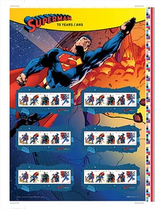 SUPERMAN 75TH ANNIV. UNCUT PRESS SHEET - RARE LIMITED EDITION - CANADA 2013 MNH - Picture 1 of 1