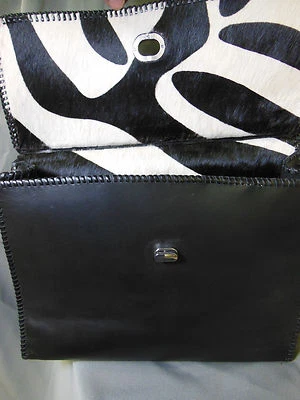 CAROL RISLEY CUERO Y PELO DE BECERRO Cartera Bolso Estampado Cebra NUEVO Hecho a Medida Foto 1 de 4