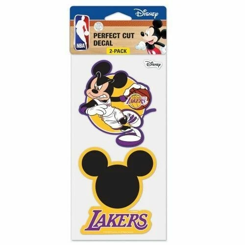 NBA Los Angeles Lakers Wincraft 2 calcomanías de Mickey Mouse en hoja de 4" X 8" NUEVO Foto 1 de 1