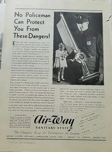 1932 Air-way Sanitary system vacuum cleaner.No policeman can protect Vintage ad - Picture 1 of 1