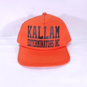 Vintage Trucker Hat Snapback Kallam Exterminators Orange Mesh Cap - Picture 1 of 10