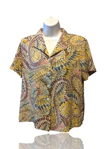 Alfred Dunner Sz 10P Button Front Blouse, Multicolor Mosaic, Padded. G-1 - Picture 1 of 6