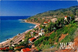 Malibú California costa casas océano vista pájaro postal sin publicar - Imagen 1 de 2