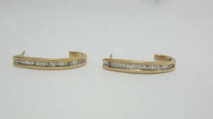 SCHÖNE DAMEN 10K GELBGOLD DIAMANT HALBCREOLEN 2,7 GRAMM - Bild 1 von 8