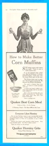 1918 Quaker Corn Muffins breakfast hominy grits antique print ad meal - Picture 1 of 5
