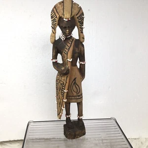 Vintage Carved African Ebony / Iron Wood Statue Male Figurine 12.5"H - Picture 1 of 9