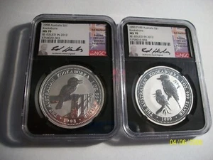 1999 1998 Australia Kookaburra NGC MS 70  2 oz Silver BLACK Core RARE - Picture 1 of 2