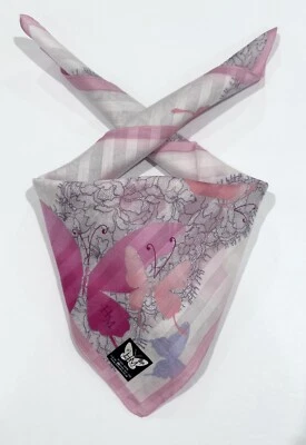 ЖЕНСКИЙ НОСОВОЙ ПЛАТОК ЯПОНИЯ РОЗОВЫЙ БАБОЧКА ЦВЕТОЧНЫЙ РОЗА ХЛОПОК КАРМАН КВАДРАТНЫЙ 20» - Изображение 1 из 4