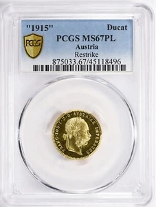 Austrian States 1915 Gold Ducat Restrike KM-2267 PCGS MS-67 PL - Picture 1 of 2