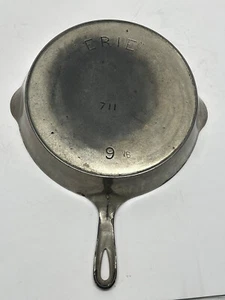 Erie, Pre griswold early # 9 cast iron chrome skillet - uncommon 711, 3rd series - Picture 1 of 11