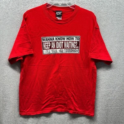 Vintage Hybrid T Shirt Adult Large Red Funny Sarcasm 90s Nerd Tee Crew Idiot - Image 1 of 4