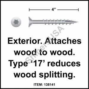 (1000) Coarse Type 17 305 Stainless Screw 12 x 4 Star Flat Head w/Nibs #138141 - Picture 1 of 1