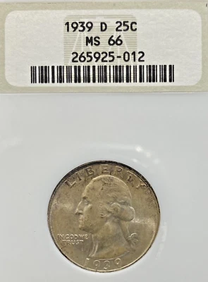 OLD FATTY HOLDER NGC MS-66! 1939-D WASHINGTON QUARTER - Image 1 of 3
