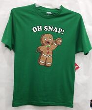 Holiday Time Oh Snap Men's  Funny Gingerbread Man Xmas T-Shirt Green Sz XL 46-48