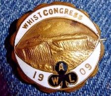 VINTAGE PIN WHIST CONGRESS AMERICAN WHIST LEAGUE JOHN FRICK NY JEWELRY CO 1909
