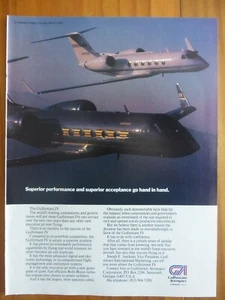 4/1988 PUB GULFSTREAM AEROSPACE GULFSTREAM IV EXECUTIVE JET ORIGINAL AD - Picture 1 of 2