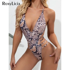 Nuevo Sexy Monokini Piel de Serpiente Traje de Baño de Una Pieza Corte Alto Profundo V Mujeres Traje de Baño - Imagen 1 de 20
