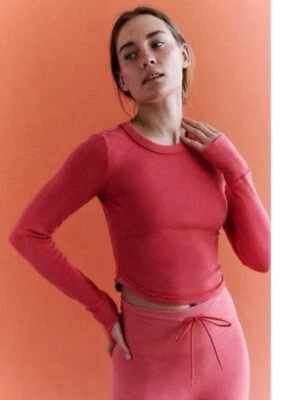 Free People/ FP Movement Ribbed Long Sleeve Baby Tee In Pink XS  New* BB44-51 - Image 1 of 4
