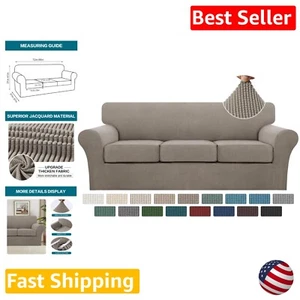 Machine Washable Jacquard Sofa Covers with Checkered Pattern - Easy Care Set - Picture 1 of 9