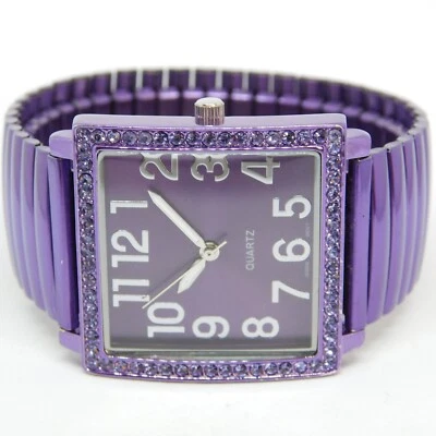 Reloj analógico de cuarzo con banda elástica tono púrpura para mujer talla Batería Nueva 6 1/4" Foto 1 de 4