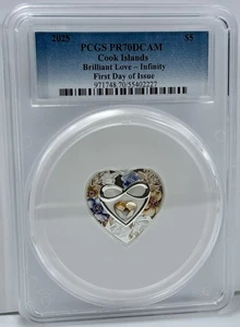 2025 Cook Islands $5 Brilliant Love-Infinity Silver Coin 20g PCGS PR70DCAM FDOI - Picture 1 of 3