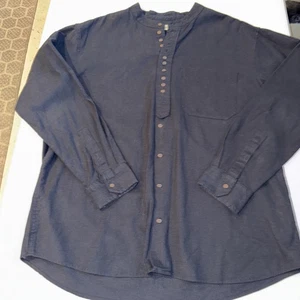 Civilian LARGE schwarz Baumwolle Leinen traditionelles irisches Großvaterhemd - Bild 1 von 11