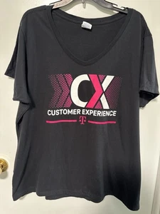 Port & Co schwarzes kurzärmliges T-Mobile T-Shirt mit V-Ausschnitt Damen Gr. 3XL NEU - Bild 1 von 6