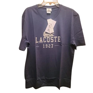T-shirt Lacoste unisex vestibilità classica logo stampa coccodrillo colore blu taglia 5 cotone grande - Foto 1 di 7